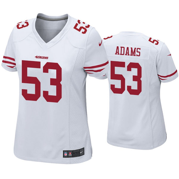 Womens San Francisco 49ers #53 Tyrell Adams Nike White Vapor Limited Jersey