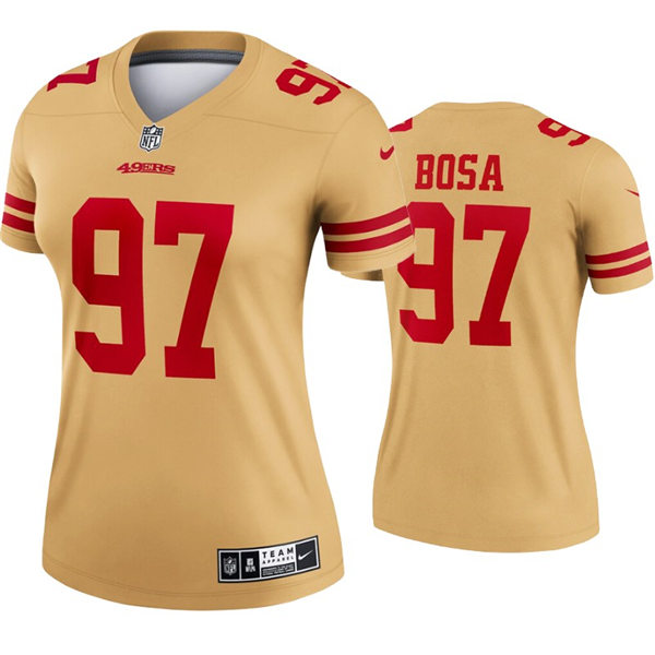 Womens San Francisco 49ers #97 Nick Bosa Nike Gold Inverted Limited Jersey