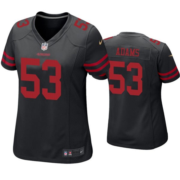 Womens San Francisco 49ers #53 Tyrell Adams Nike Black Alternate Vapor Limited Jersey