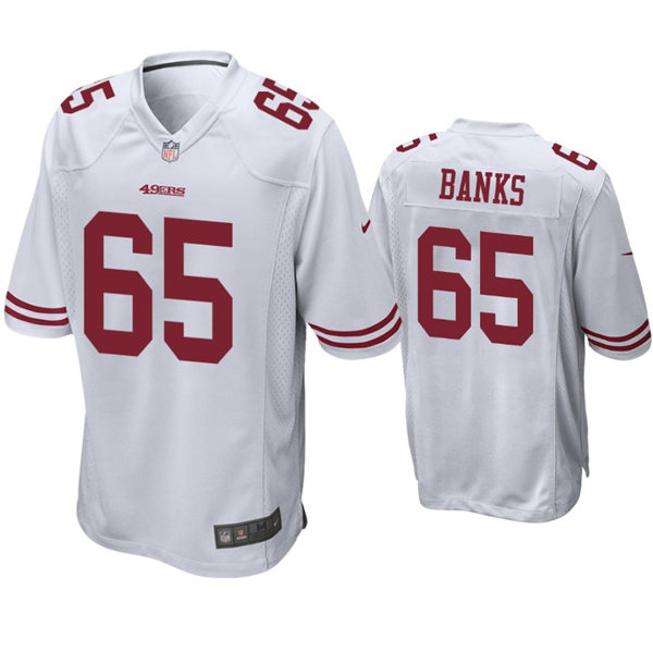 Mens San Francisco 49ers #65 Aaron Banks Nike White Vapor Limited Player Jersey