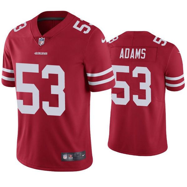 Mens San Francisco 49ers #53 Tyrell Adams Nike Scarlet Vapor Limited Player Jersey