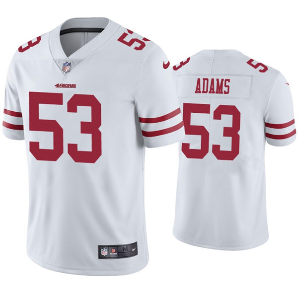Mens San Francisco 49ers #53 Tyrell Adams Nike White Vapor Limited Player Jersey