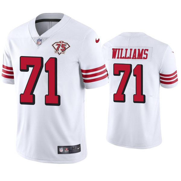 Mens San Francisco 49ers #71 Trent Williams Nike White Retro 1994 75th Anniversary Throwback Classic Limited Jersey