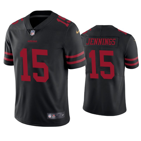 Mens San Francisco 49ers #15 Jauan Jennings Nike Black Alternate Vapor Limited Player Jersey