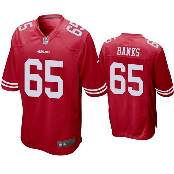 Mens San Francisco 49ers #65 Aaron Banks Nike Scarlet Vapor Limited Player Jersey