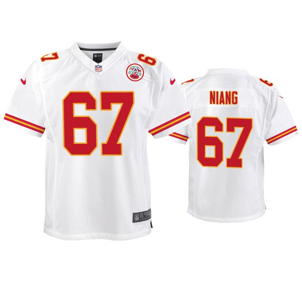 Youth Kansas City Chiefs #67 Lucas Niang Nike White Limited Jersey