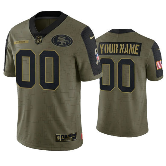 Men's San Francisco 49ers Custom Nike Olive 2021 Salute To Service Limited Jersey