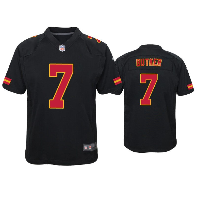 Youth Kansas City Chiefs #7 Harrison Butker Nike Black Game Fashion Jersey