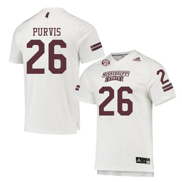 Men's Mississippi State Bulldogs #26 J.P. Purvis adidas White College Football Game Jersey