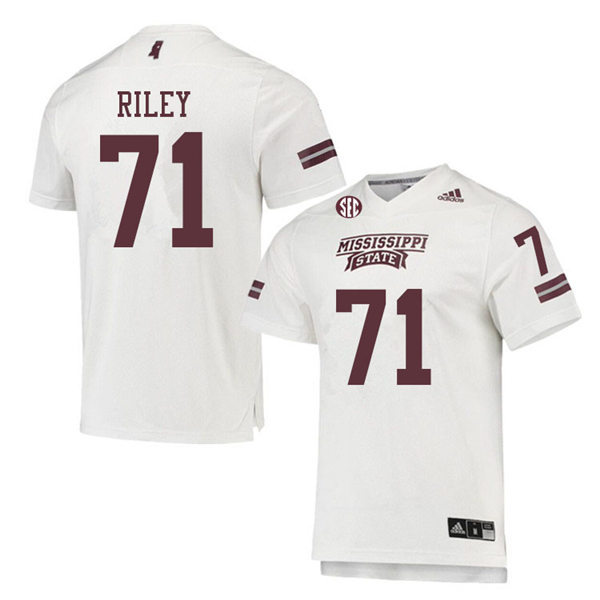 Men's Mississippi State Bulldogs #71 Jim Riley adidas White College Football Game Jersey