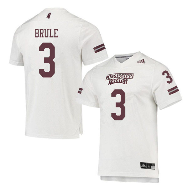 Men's Mississippi State Bulldogs #3 Aaron Brule adidas White College Football Game Jersey