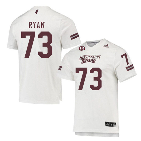Men's Mississippi State Bulldogs #73 Max Ryan adidas White College Football Game Jersey