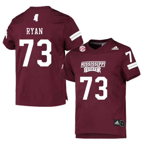 Men's Mississippi State Bulldogs #73 Max Ryan adidas Maroon College Football Game Jersey