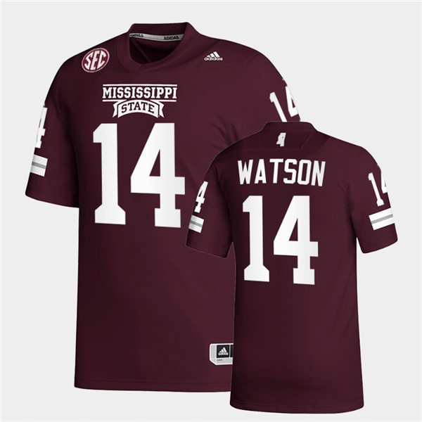 Men Mississippi State Bulldogs #14 Nathaniel Watson adidas Maroon College Football Game Jersey