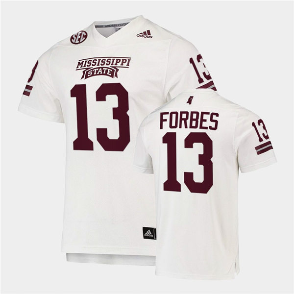 Men Youth Mississippi State Bulldogs #13 Emmanuel Forbes Jr.adidas White College Football Game Jersey