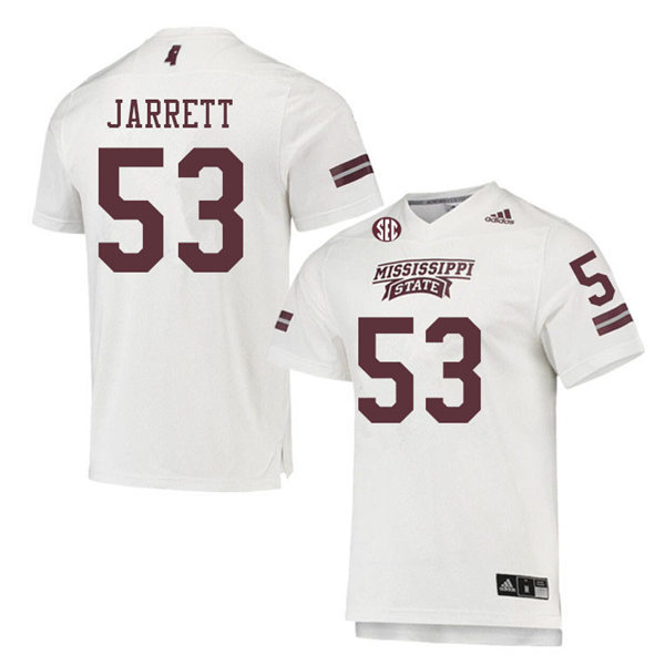 Men's Mississippi State Bulldogs #53 Nick Jarrett adidas White College Football Game Jersey