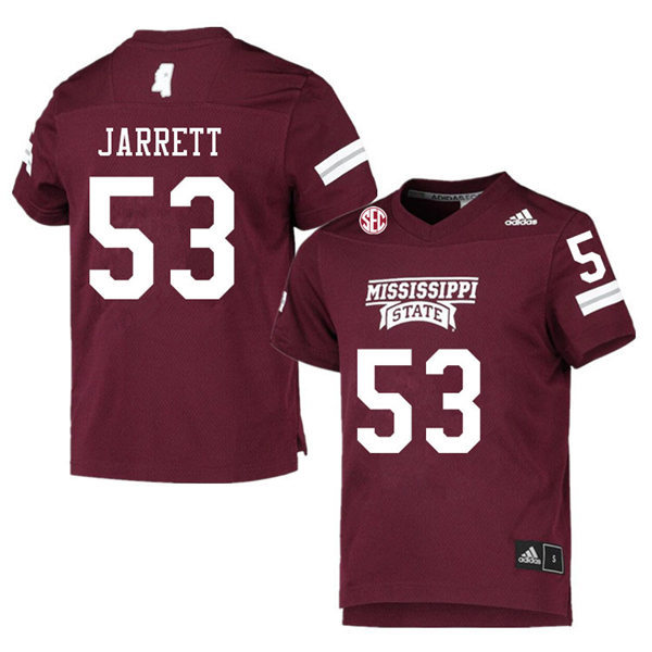 Men's Mississippi State Bulldogs #53 Nick Jarrett adidas Maroon College Football Game Jersey