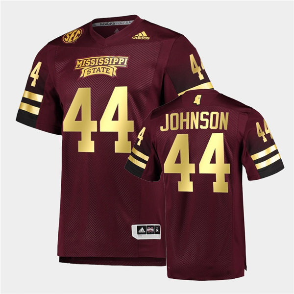 Men Mississippi State Bulldogs #44 Jett Johnson adidas Maroon Gold College Football Jersey
