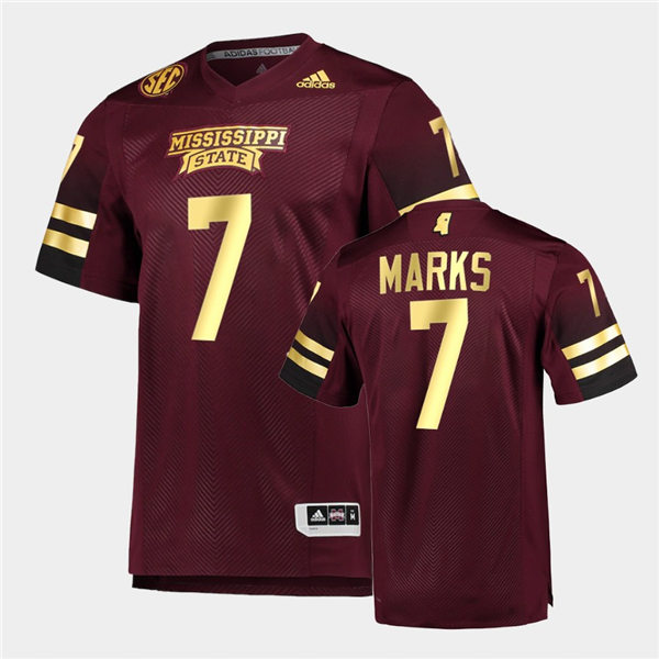 Men Mississippi State Bulldogs #7 Jo'quavious Marks adidas Maroon Gold College Football Jersey