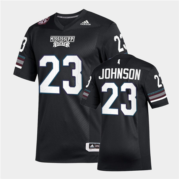 Men Mississippi State Bulldogs #23 Dillon Johnson adidas 2020 Black Premier Strategy Football Jersey