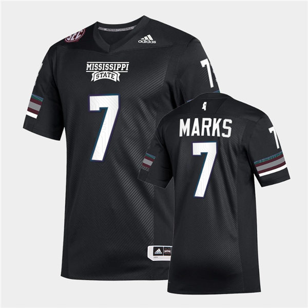 Men Mississippi State Bulldogs #7 Jo'quavious Marks adidas 2020 Black Premier Strategy Football Jersey