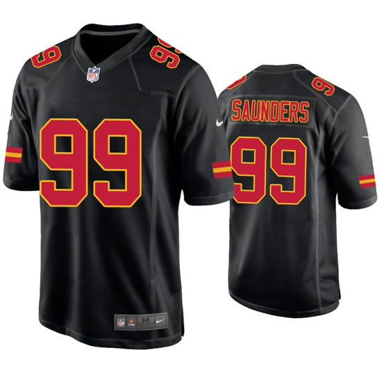 Men's Kansas City Chiefs #99 Khalen Saunders Nike Black Game Fashion Jersey