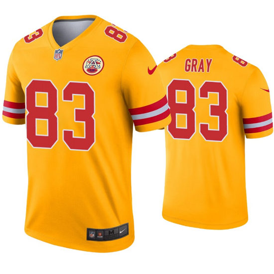 Men's Kansas City Chiefs #83 Noah Gray Nike Gold Inverted Legend Jersey