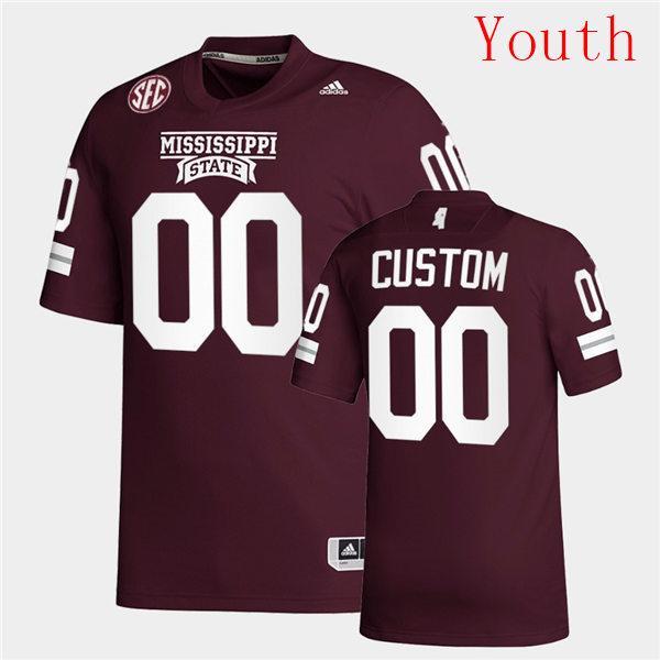 Youth Mississippi State Bulldogs Custom adidas 2020 Maroon College Football Game Jersey