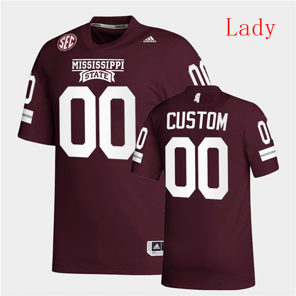 Womens Mississippi State Bulldogs Custom adidas 2020 Maroon College Football Game Jersey