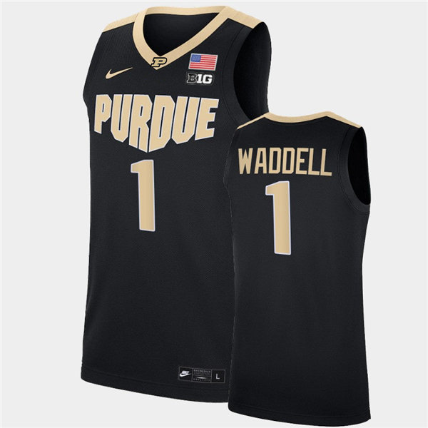 Mens Purdue Boilermakers #1 Brian Waddell Nike Black College Game Basketball Jersey