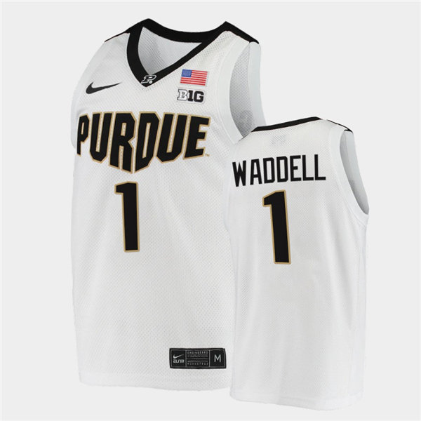 Mens Purdue Boilermakers #1 Brian Waddell Nike White College Game Basketball Jersey