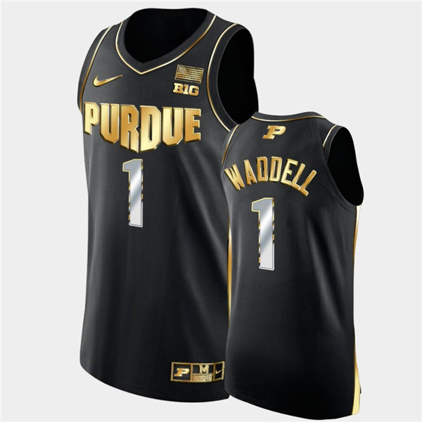 Mens Purdue Boilermakers #1 Brian Waddell Nike Black Golden Edition ...