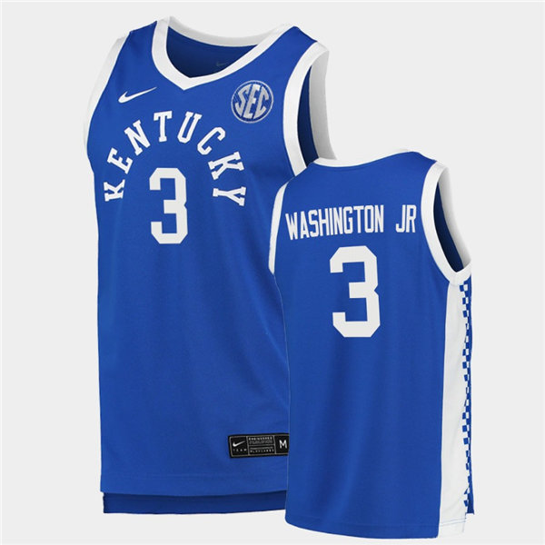 Mens Kentucky Wildcats #3 TyTy Washington Jr. Nike Royal Retro College Basketball Jersey