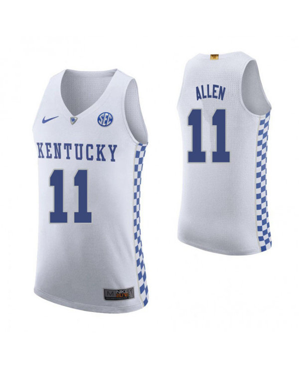 Mens Kentucky Wildcats #11 Dontaie Allen Nike White College Basketball Elite Jersey