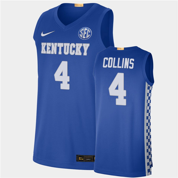 Mens Kentucky Wildcats #4 Daimion Collins Nike Royal College Basketball Game Jersey