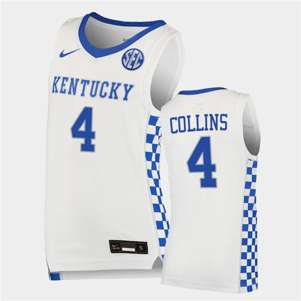 Mens Kentucky Wildcats #4 Daimion Collins Nike White College Basketball Game Jersey