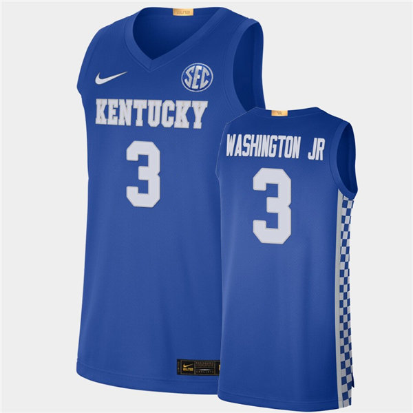 Mens Kentucky Wildcats #3 TyTy Washington Jr. Nike Royal College Basketball Game Jersey