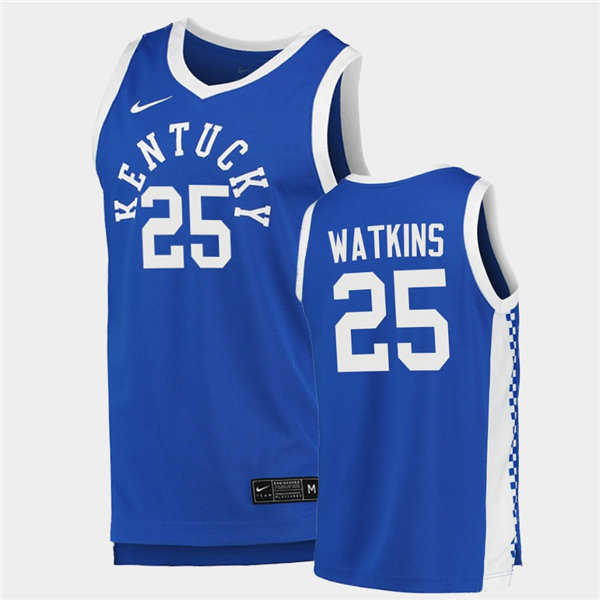 Mens Kentucky Wildcats #25 Kareem Watkins Nike Royal Retro College Basketball Jersey