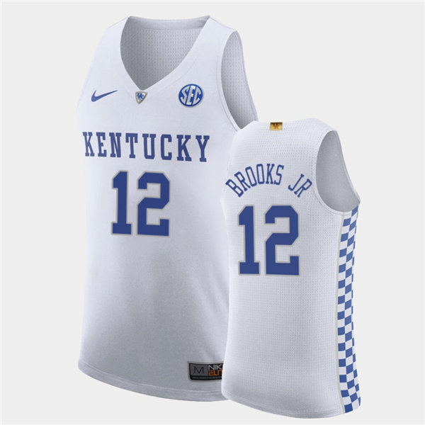 Mens Kentucky Wildcats #12 Keion Brooks Jr. Nike White College Basketball Elite Jersey