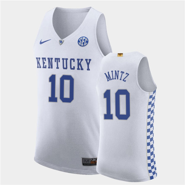 Mens Kentucky Wildcats #10 Davion Mintz Nike White College Basketball Elite Jersey
