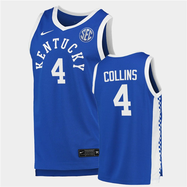 Mens Kentucky Wildcats #4 Daimion Collins Nike Royal Retro College Basketball Jersey