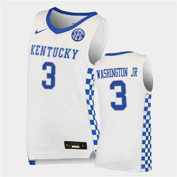 Mens Kentucky Wildcats #3 TyTy Washington Jr. Nike White College Basketball Game Jersey