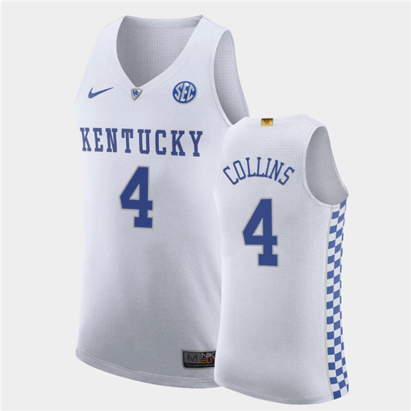 Mens Kentucky Wildcats #4 Daimion Collins Nike White College Basketball Elite Jersey
