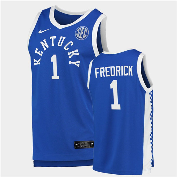 Mens Kentucky Wildcats #1 CJ Fredrick Nike Royal Retro College Basketball Jersey