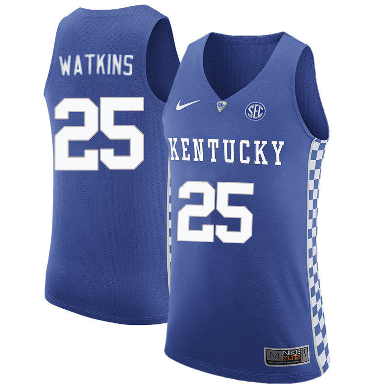 Mens Kentucky Wildcats #25 Kareem Watkins Nike Royal College Basketball Game Jersey
