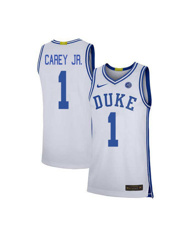 Mens Duke Blue Devils #1 Vernon Carey Jr. Nike White College Basketball Game Jersey