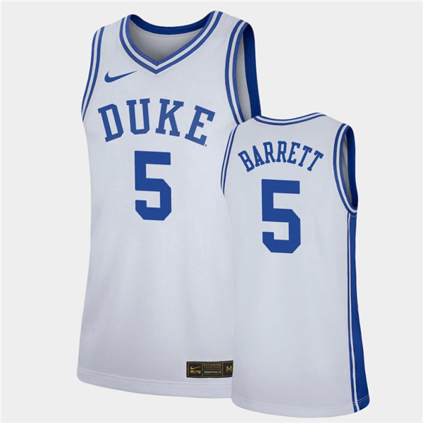 Mens Duke Blue Devils #5 RJ Barrett Nike White College Basketball Game Jersey