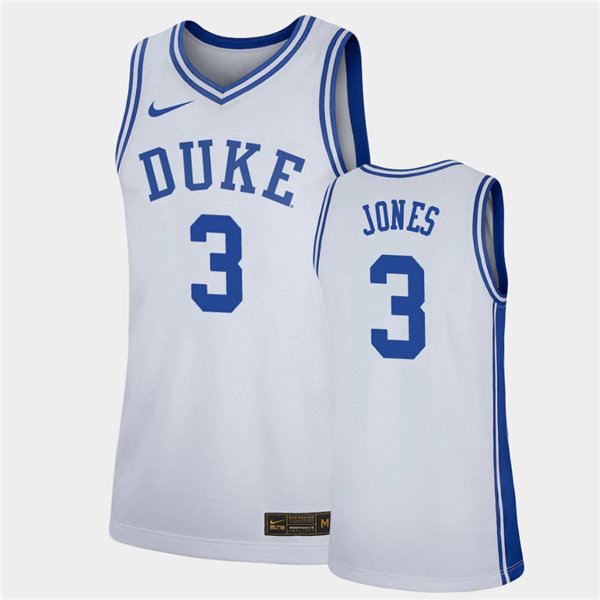 Mens Duke Blue Devils #3 Tre Jones Nike White College Basketball Game Jersey