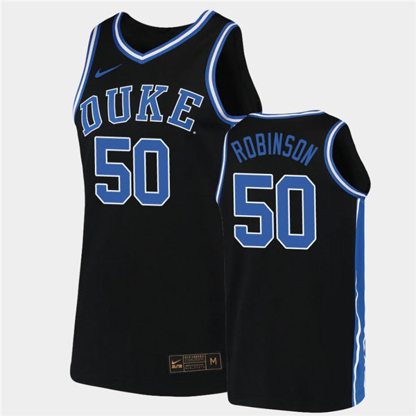 Men's Duke Blue Devils #50 Justin Robinson Black Replica College Basketball Jersey