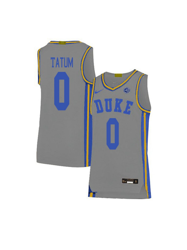 Mens Duke Blue Devils #0 Jayson Tatum Nike Grey College Basketball Game Jersey
